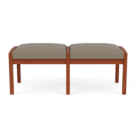Lesro Lenox Wood 2 Seat Bench Wood Frame, Cherry, MD Farro Upholstery LW2001